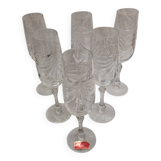 St Louis crystal champagne flutes, Gérard model