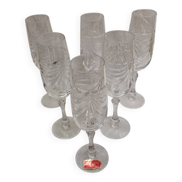 Flutes a champagne cristal St Louis, modèle Gérard