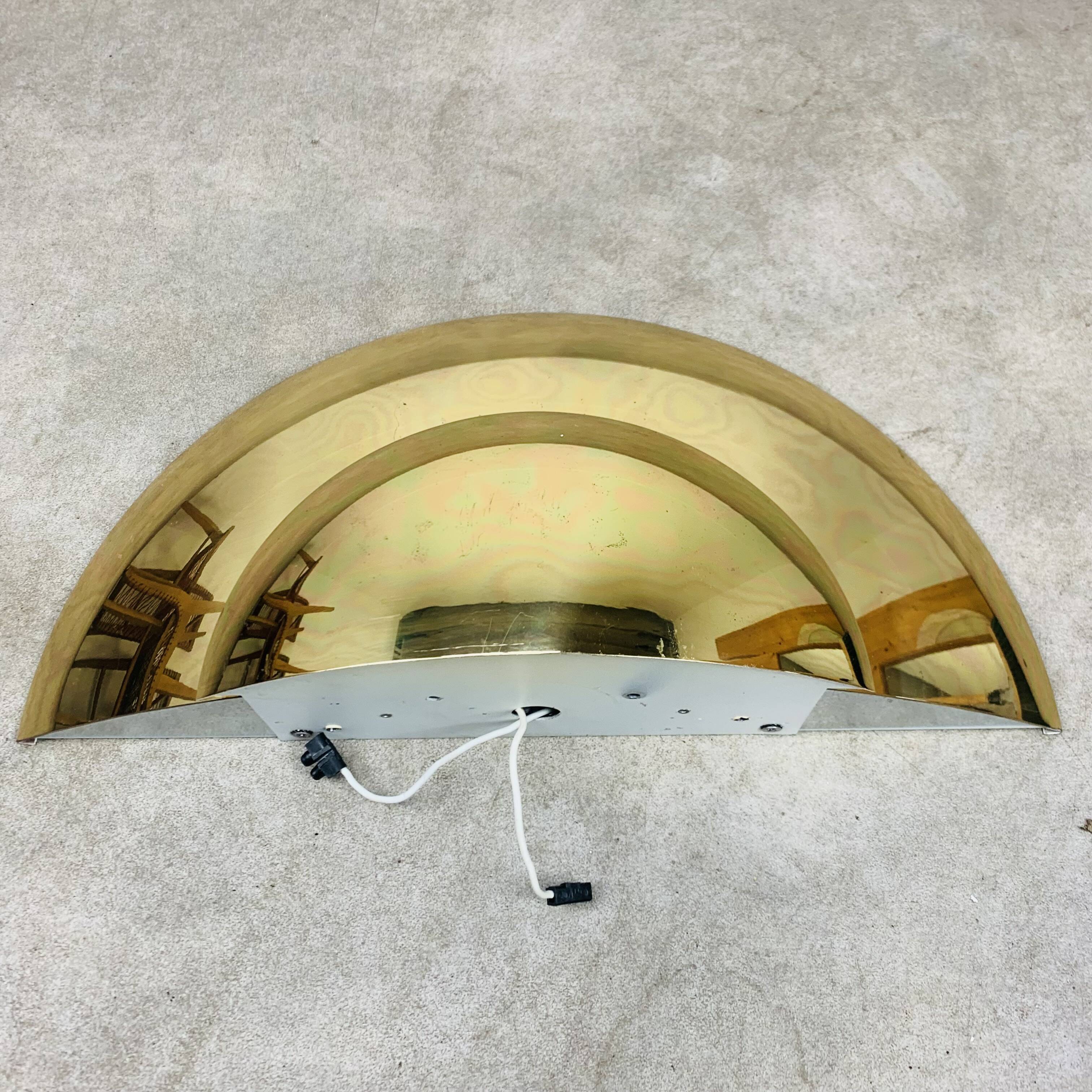 5 half moon brass wall lights Hollywood Regency style by Egoluce