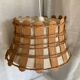Shabby chic vintage 1960s canvas and wood pendant light