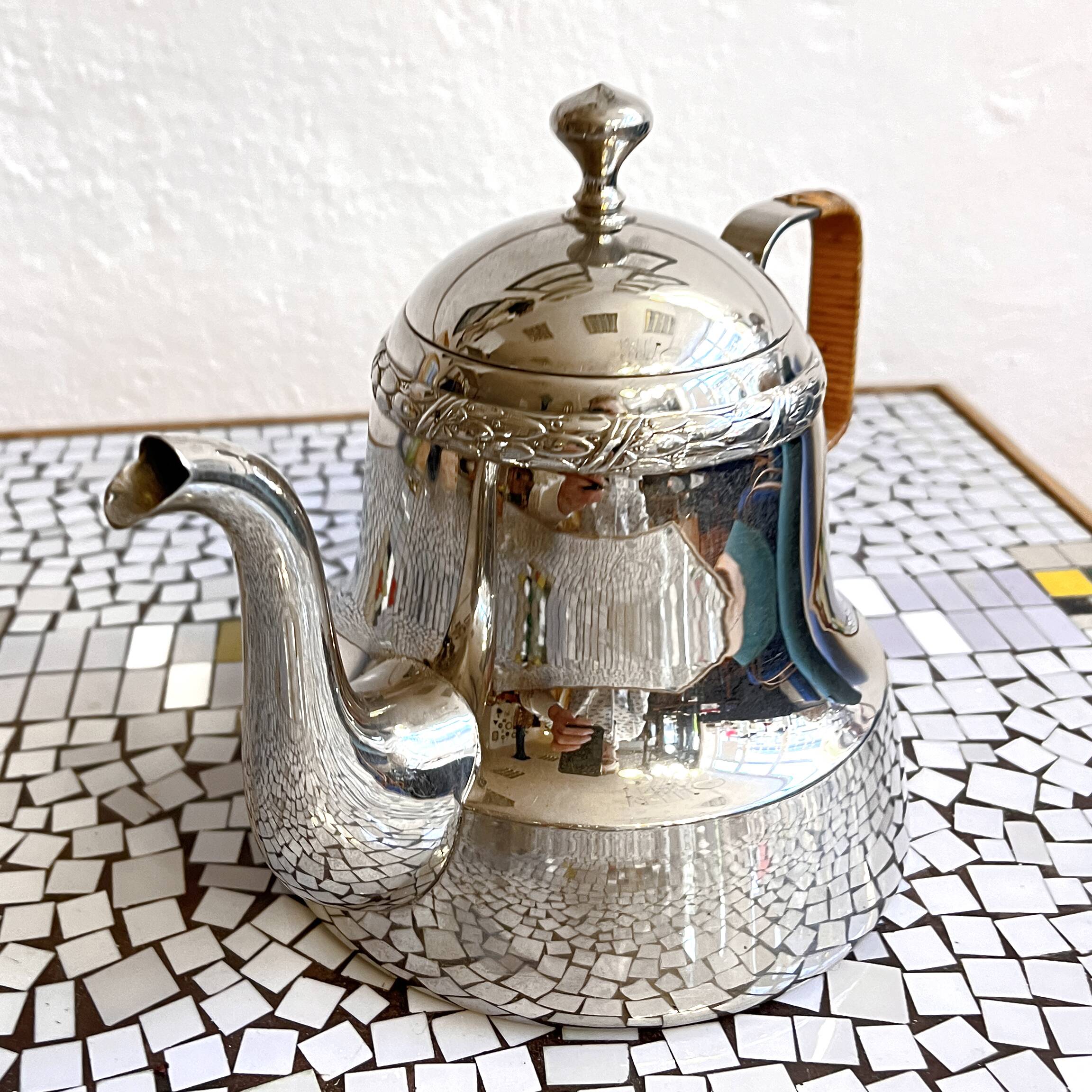 Plated art deco teapot jug, Christofle, France, 1940s.
