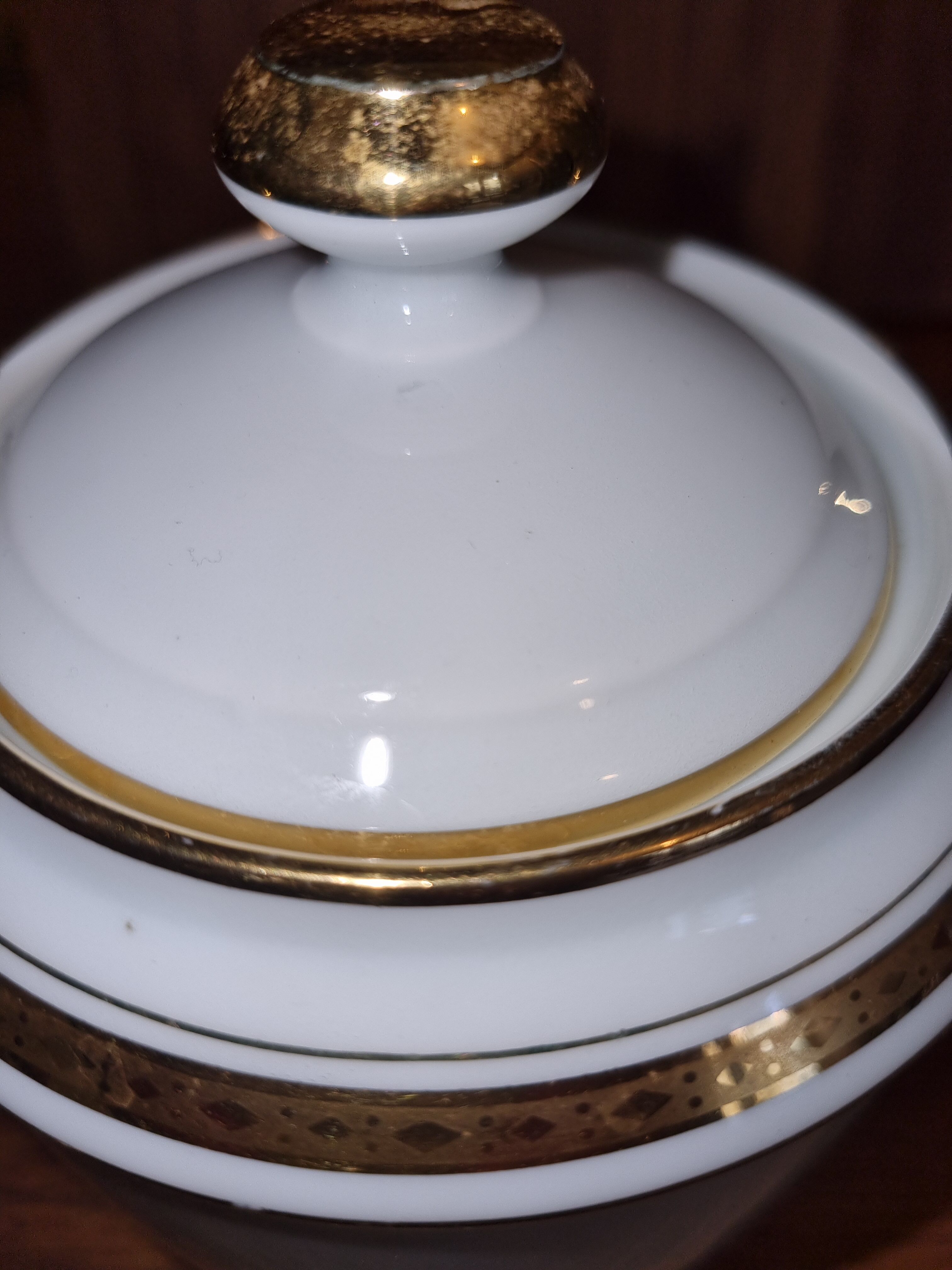 Sweetener in Sologne porcelain Larcheveque Pattern edging garland Gilded