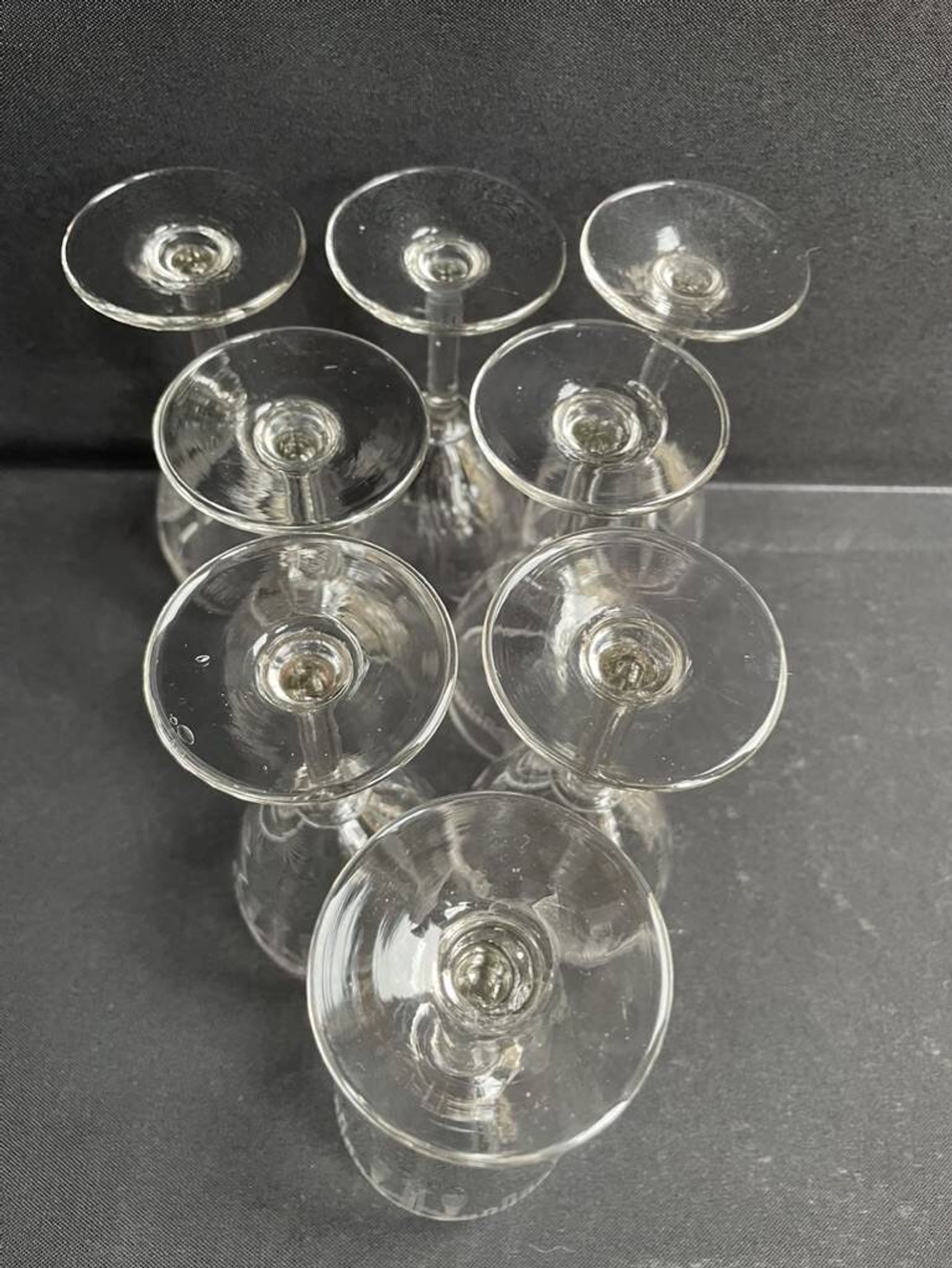 8 guilloché footed glasses – Art Nouveau