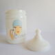 Old cotton bathroom pot in vintage opal year 1970