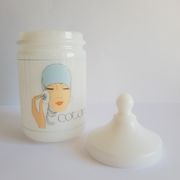 Old cotton bathroom pot in vintage opal year 1970