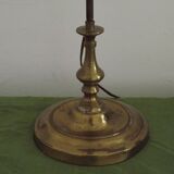 French Antique Brass Anglepoise Table Lamp Patterned Glass Pink Edged Shade 5131