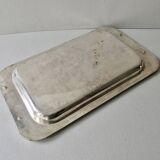 Silver metal tray with braided effect handles