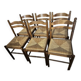 6 chaises paillées campagne