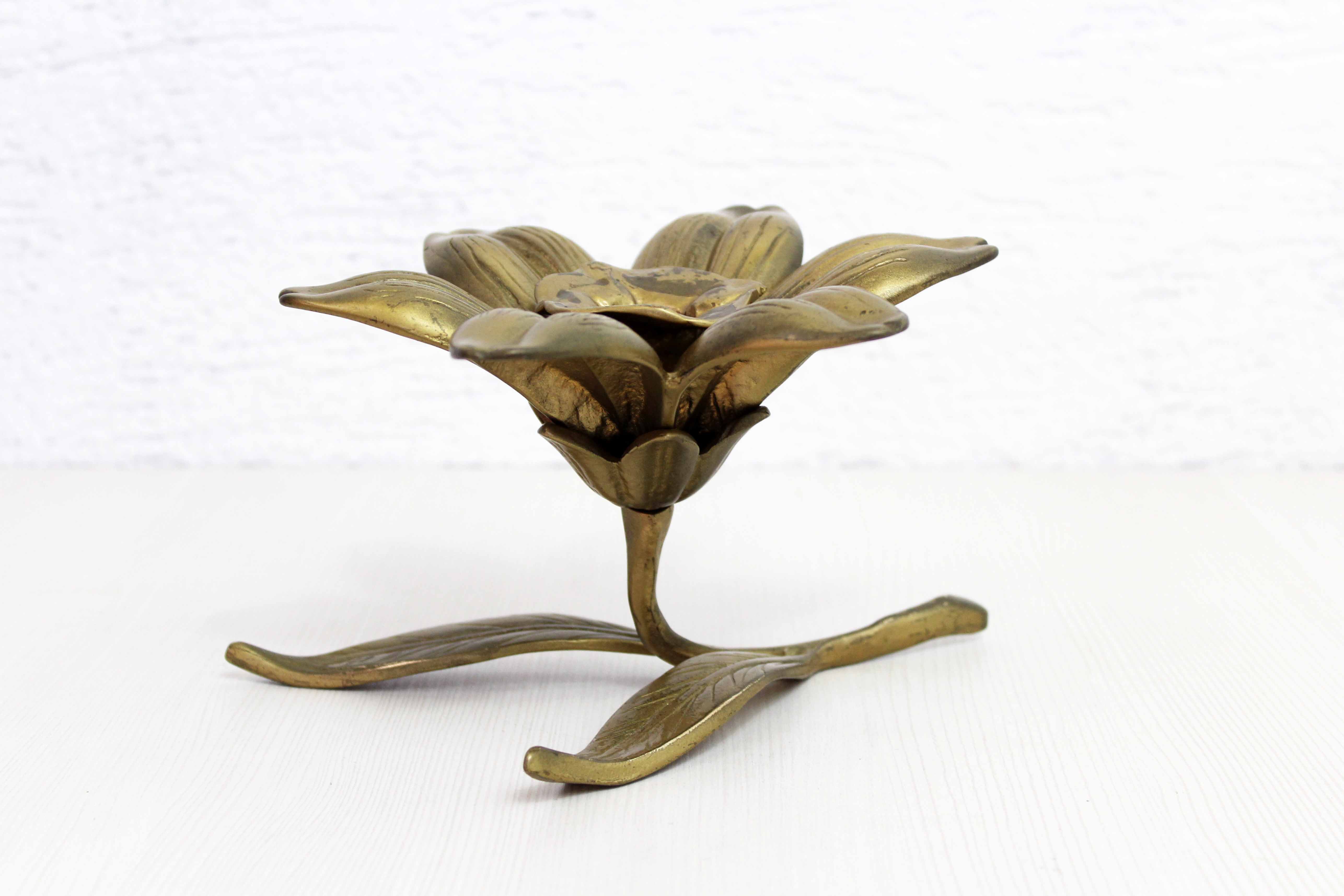 Brass flower candle holder