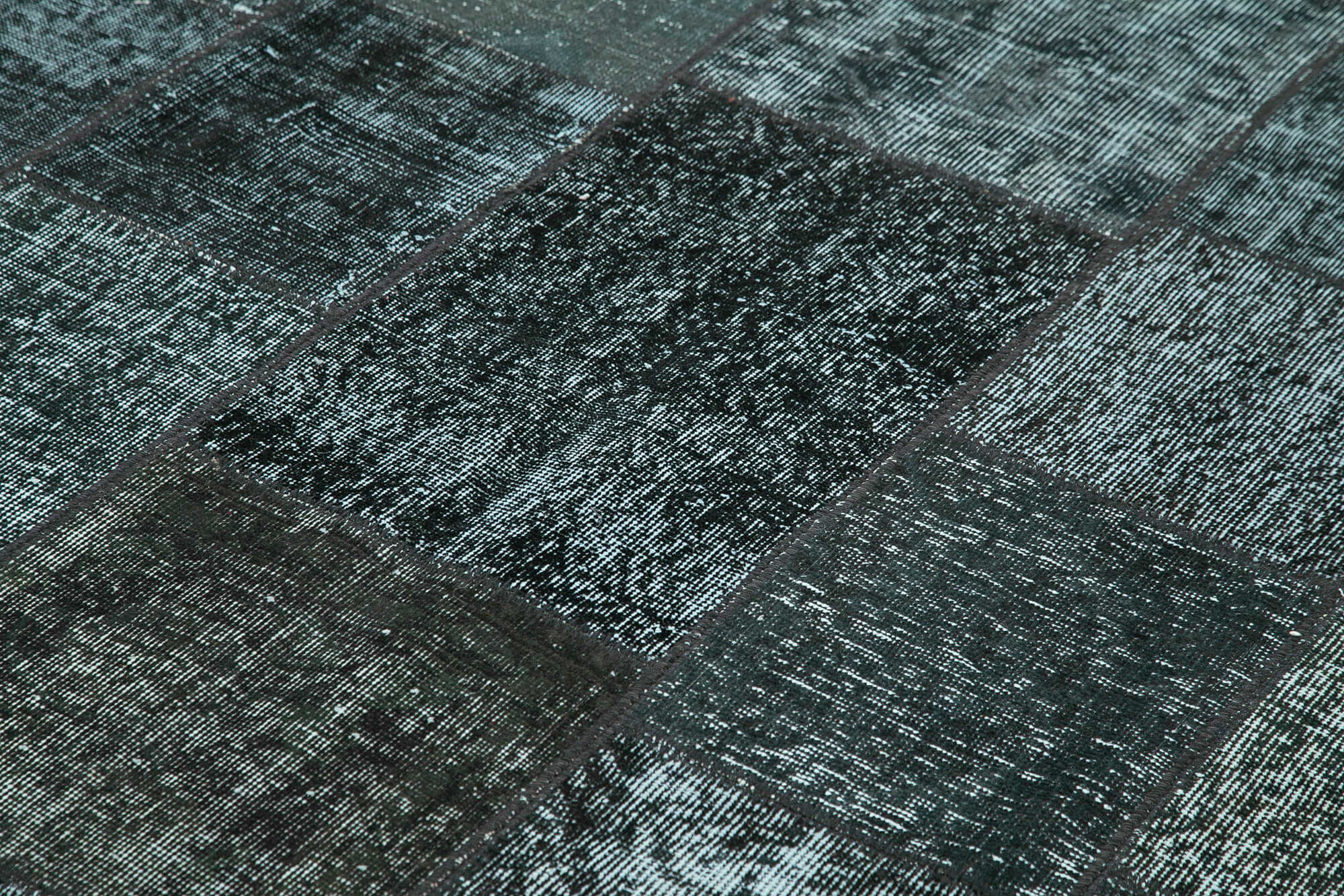 Handmade anatolian overdyed 200 cm x 300 cm black patchwork rug