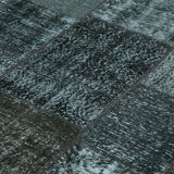 Handmade anatolian overdyed 200 cm x 300 cm black patchwork rug