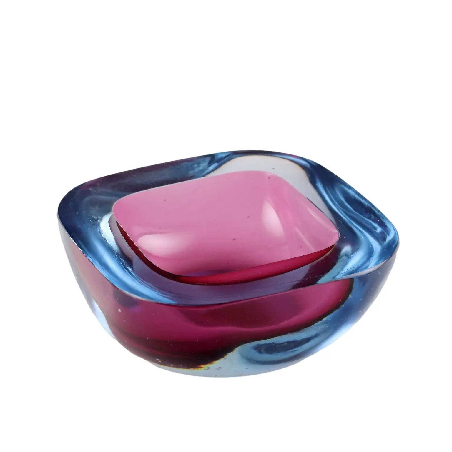 Vintage bowl from the 1960s made of coloured Murano glass, Italy.
