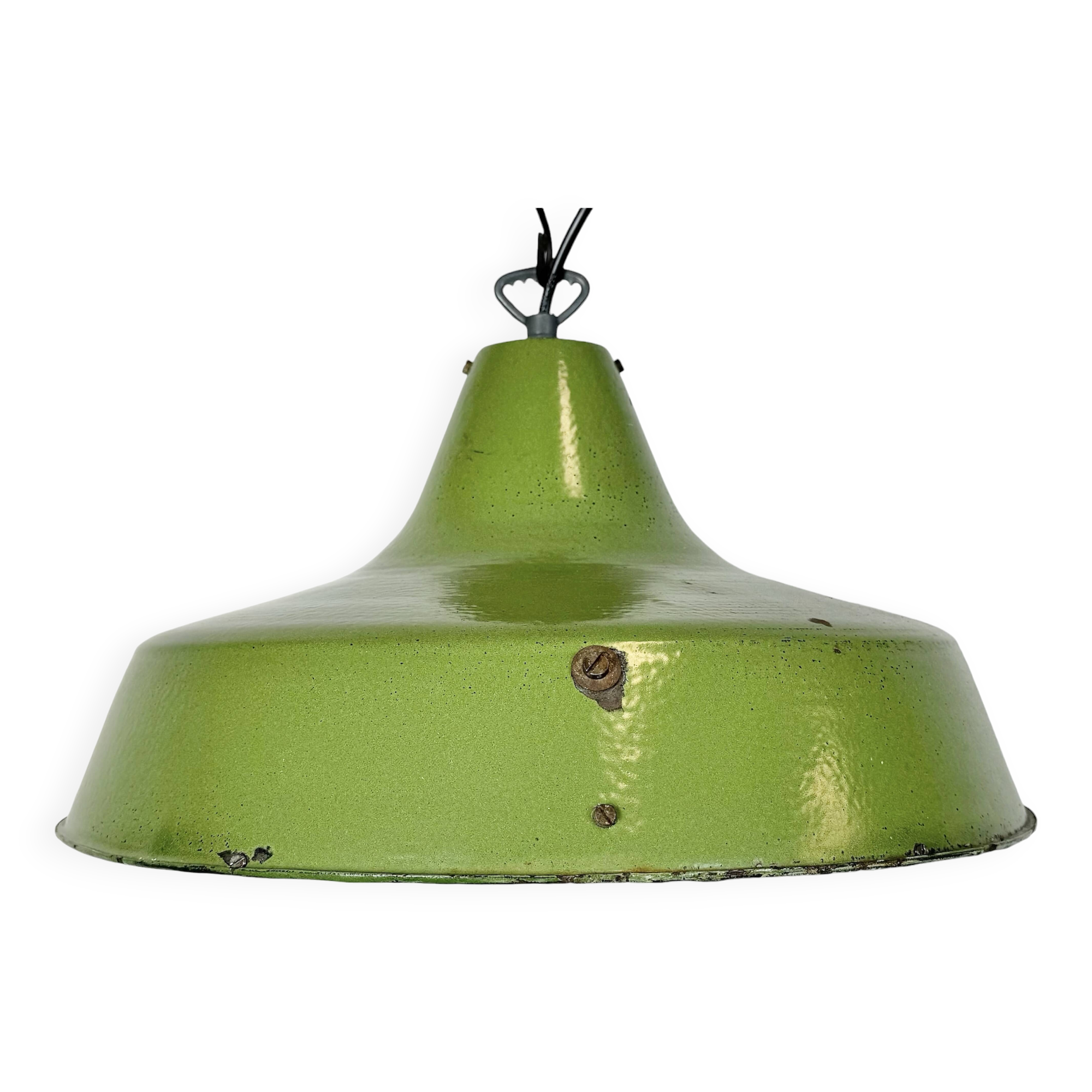 Industrial Italian Green Enamel Factory Pendant Lamp, 1960s