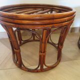 pretty pair of 2 bamboo and rattan stools with cushions - 80s - Vintage - set of 2