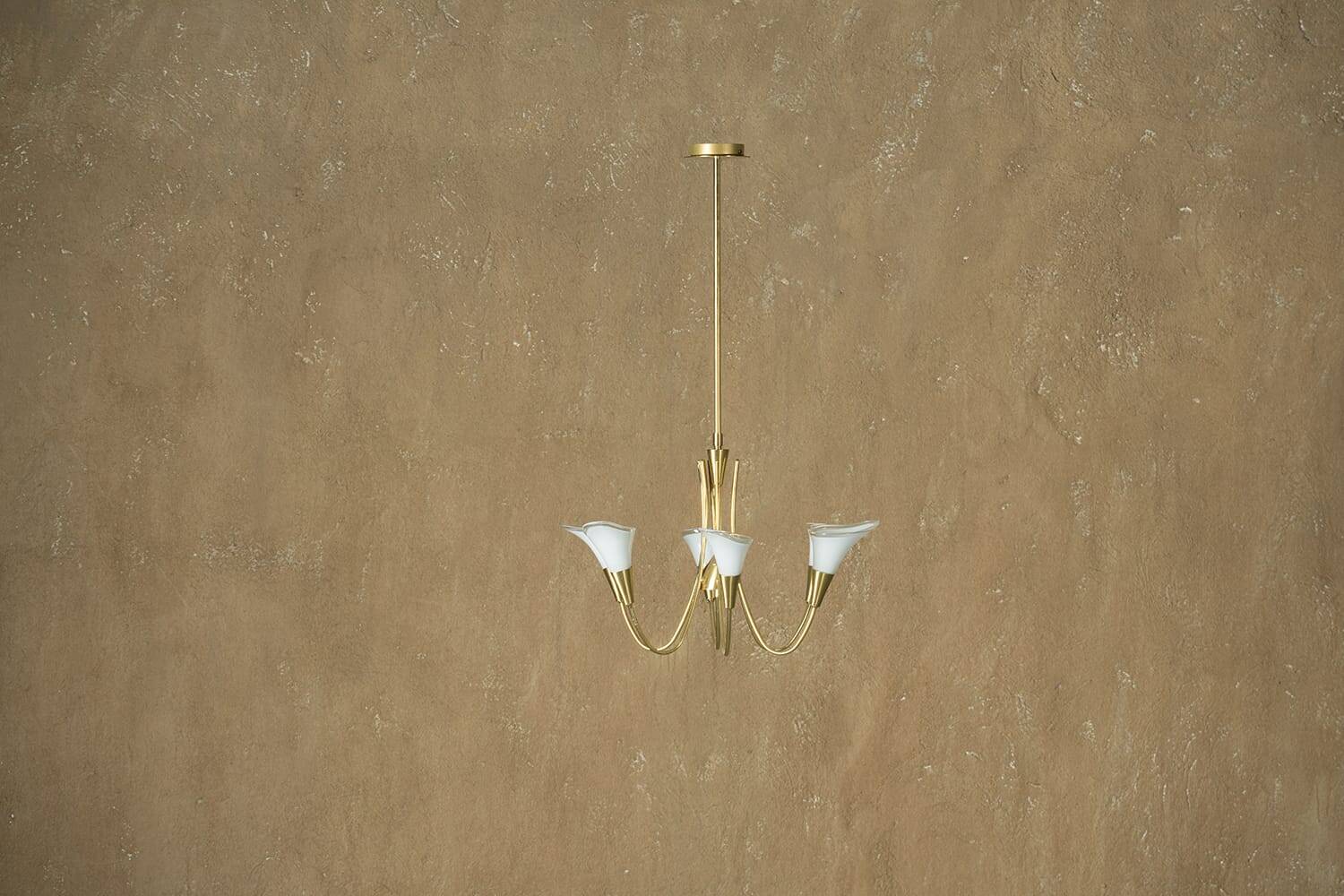 Vintage gold ceiling lamp, Italy 1970s