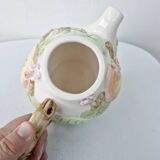 Vintage Ceramic Teapot Tisane Barbotine Apple Apple Tree