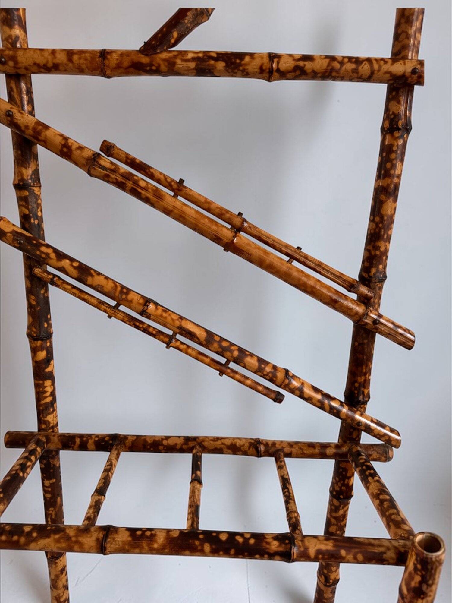 Antique bamboo wardrobe with mirror — exotic style, late 19th century