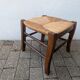 Antique solid wood stool with traditional rush seating – Late 19th century