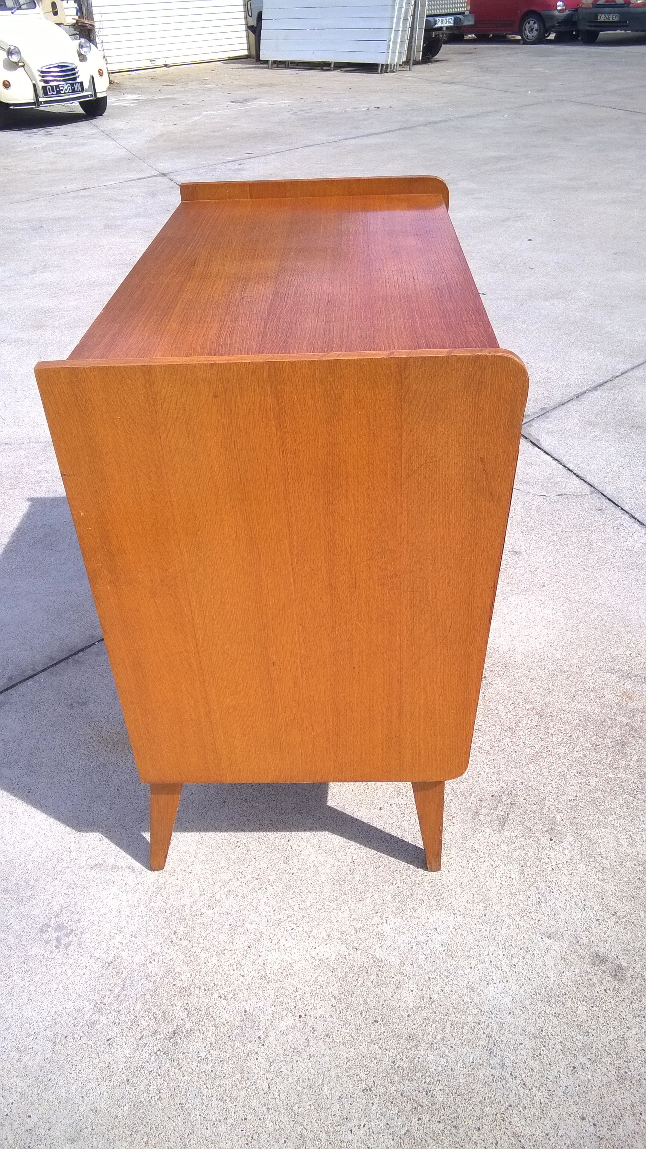 Rattan and oak dresser