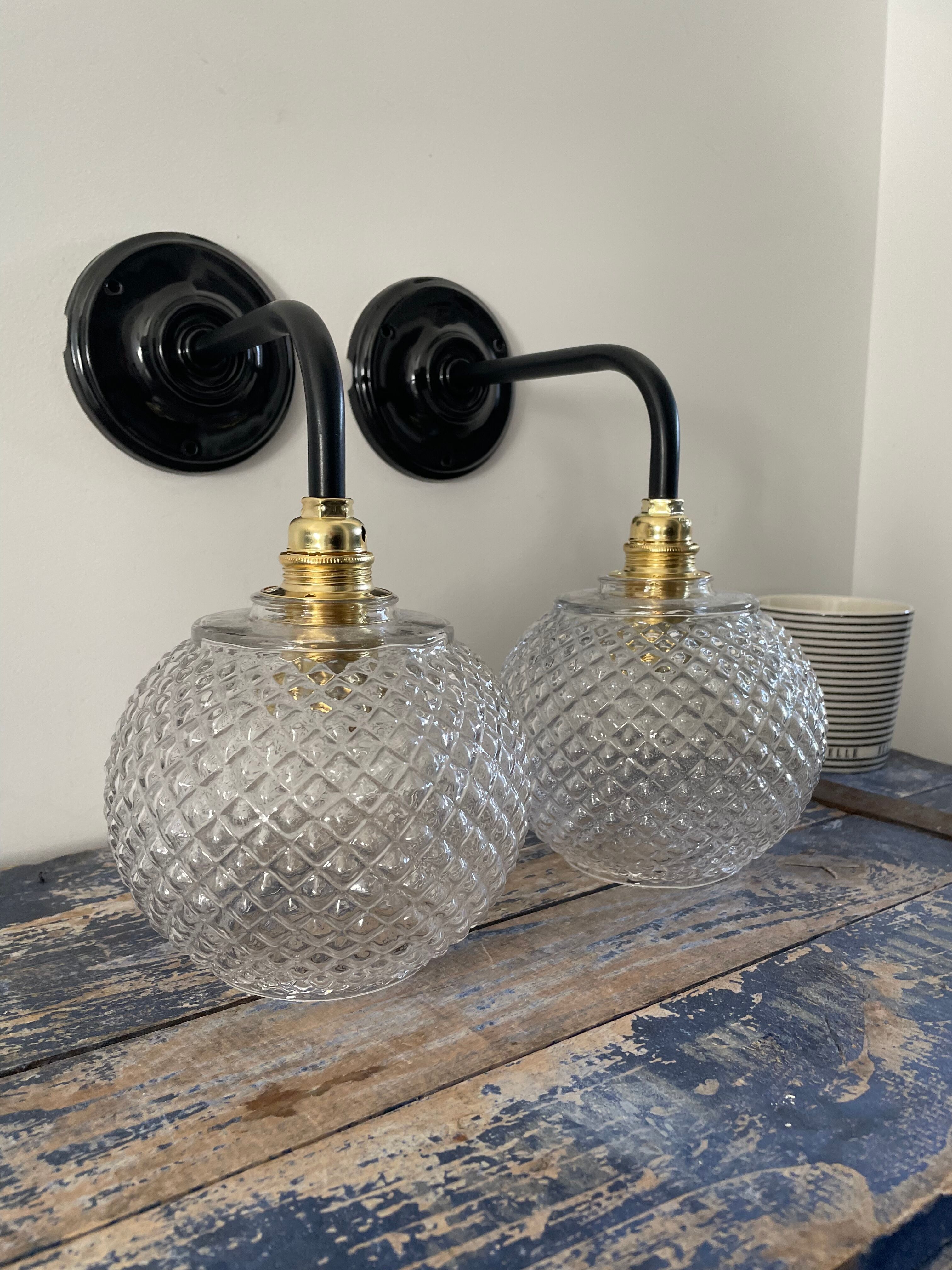 Pair of new electrified ball sconces