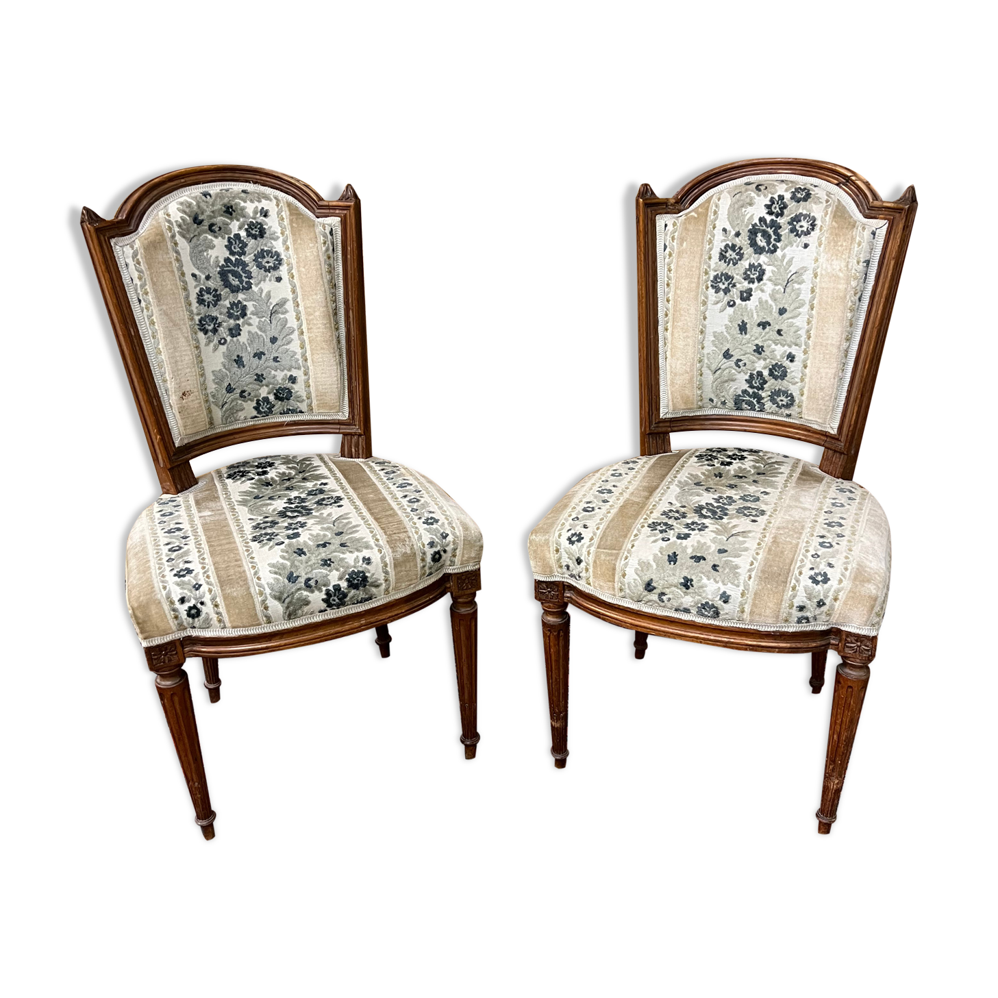 Pair of antique Louis XVI style chairs, beautifully upholstered