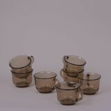 Smoked glass coffee cups x7