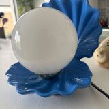 Vintage Opaline Globe Blue Ceramic Shell Lamp