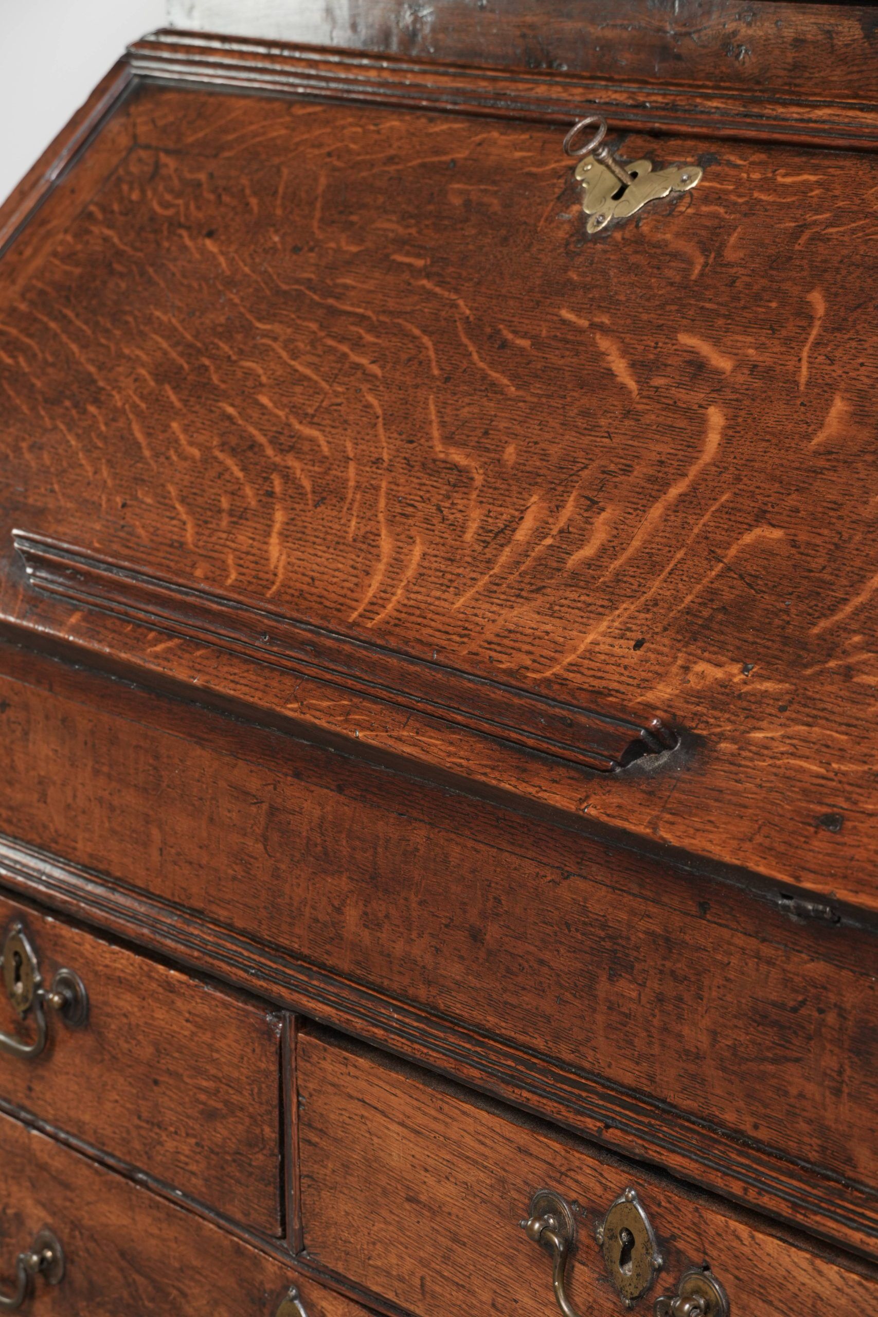 Bureau secrétaire en chêne antique du XVIIIe siècle avec dessus/bibliothèque