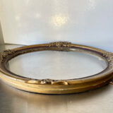Antique Wooden gilded colored Oval  Picture Frame with glass