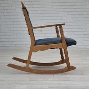 1970s, Danish design, oak wood rocking chair with footstool, furniture wool, original condition.