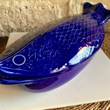 Vintage blue ceramic serving dish by Environmental Ceramics Inc., San Francisco, 1966