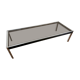 Grande table basse design années 70 chrome, verre fumé et skaï