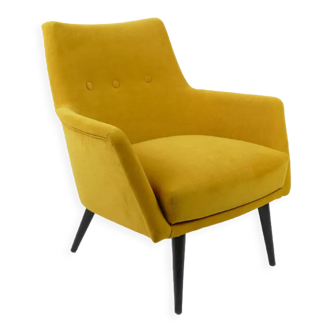 Fauteuil de salon jaune vintage du milieu du siècle des années 60