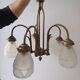 Lustre art deco en bronze 5 tulipes