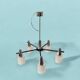 Large modernist chandelier in chromed metal and textured glass - 5 arms