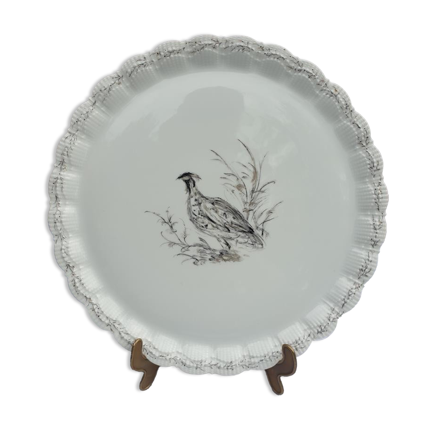 Hand-painted pheasant dish porcelain Au Vase Etrusque Paris