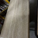 Light beige travertine Italian minimalist coffee table, solid natural stone 1980s