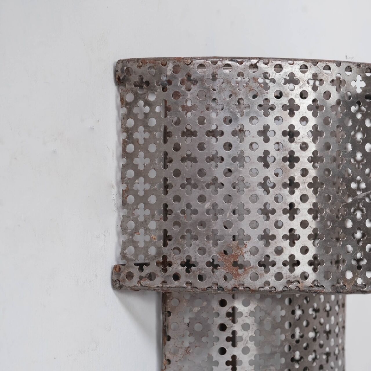Pair of Mid-Century Perforated Metal Wall Sconce Lights