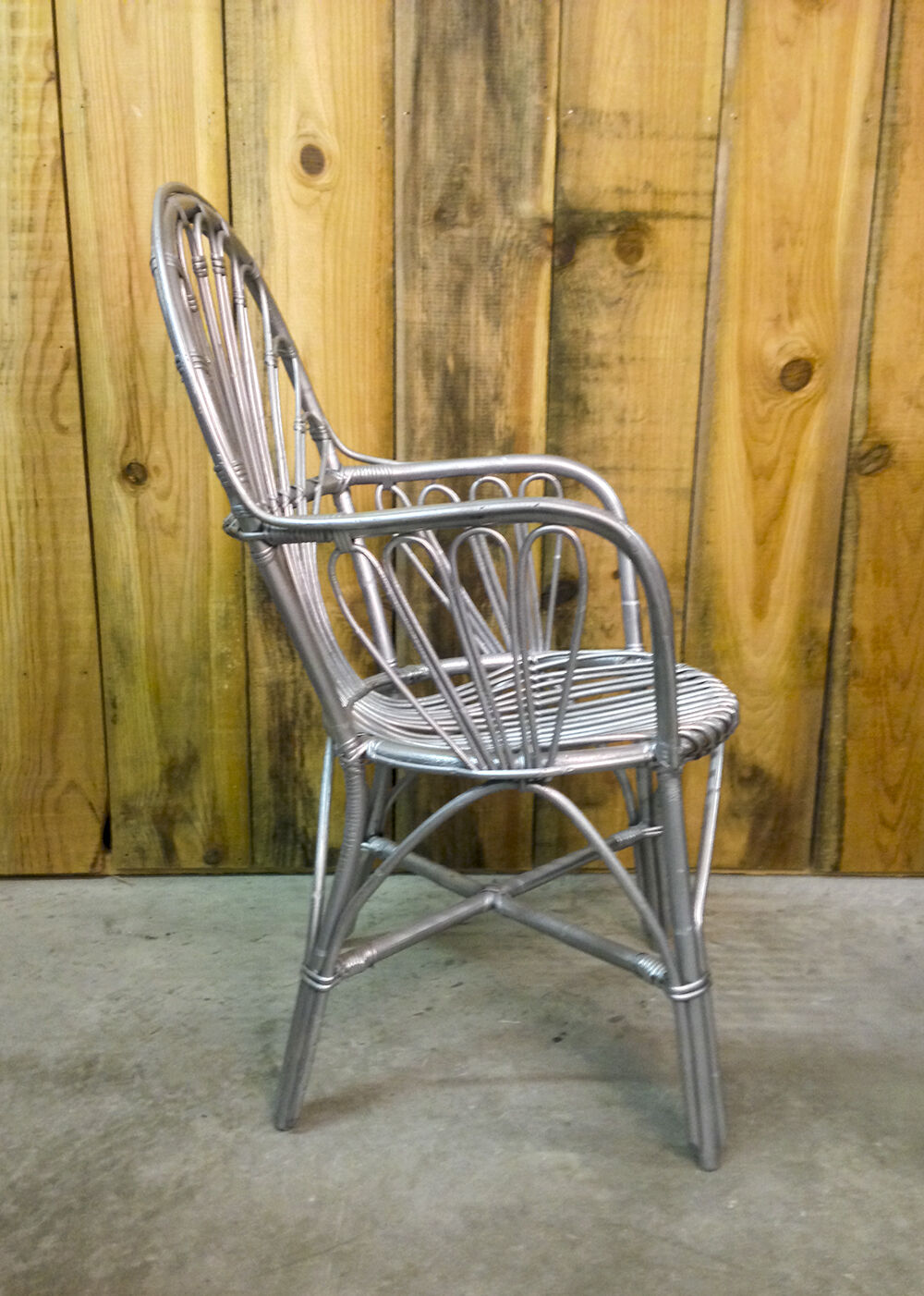Fauteuil rotin & osier bras courbés