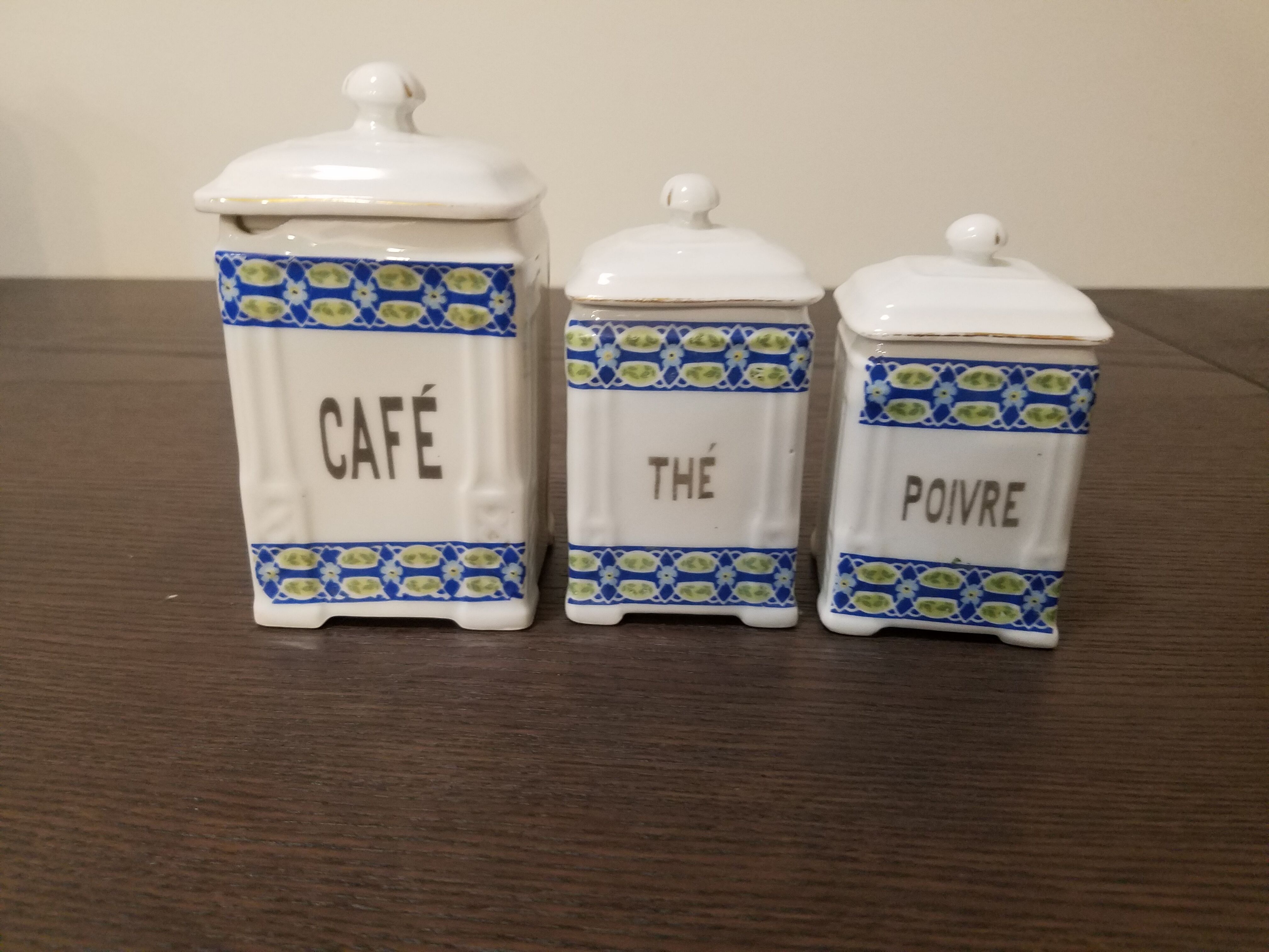 Art deco spice pots in fine porcelain numbered