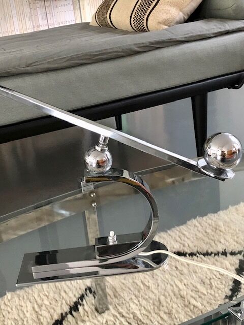 Art Deco desk lamp in stainless steel