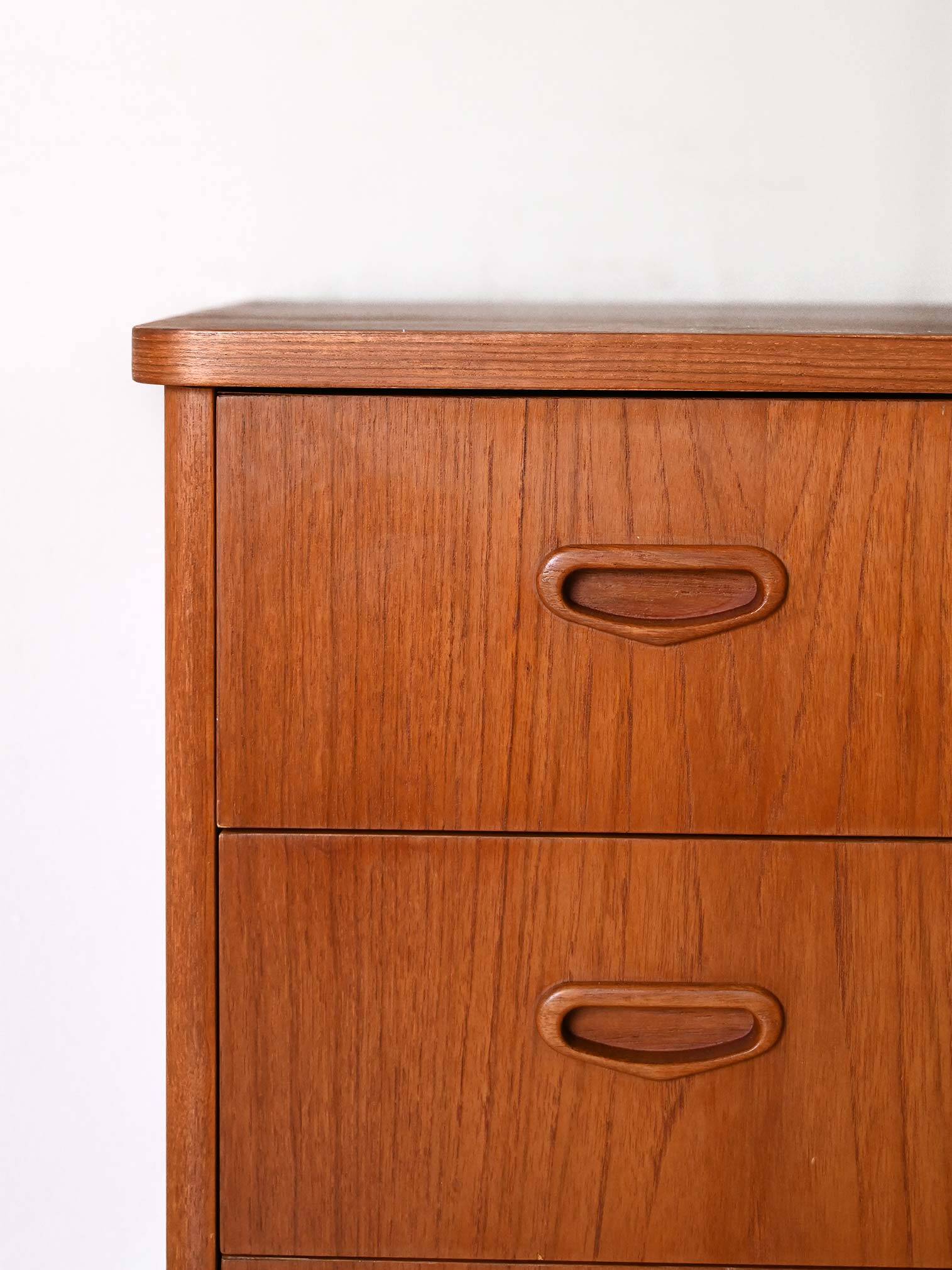Scandinavian chest of drawers with three teak drawers from the 1960s.