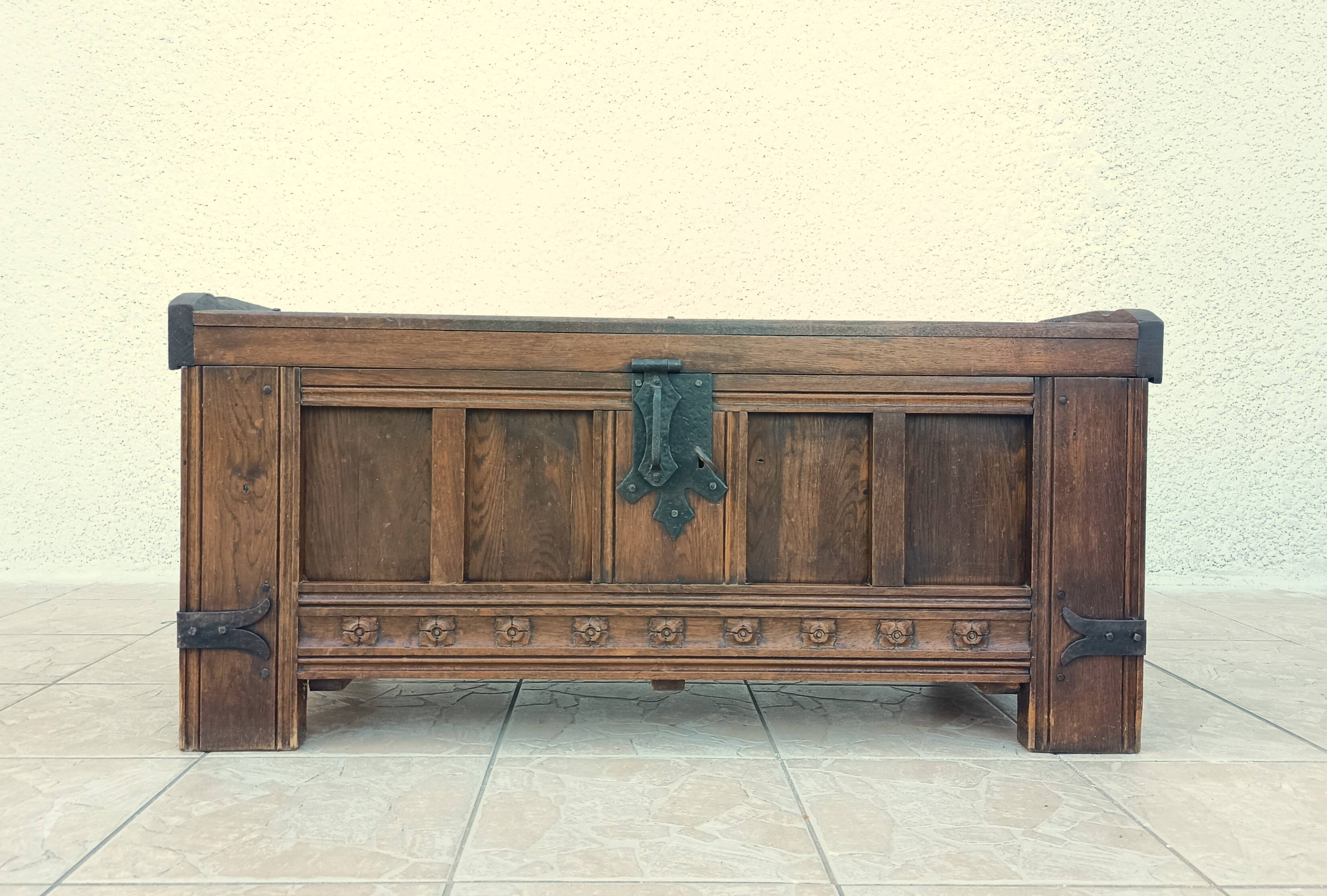 Rustic solid oak chest