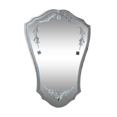 Miroir ancien biseauté et gravé 43x63cm