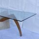 Original Italian glass and travertine marble dining table office desk