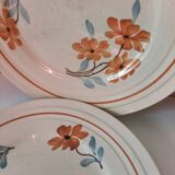 Set of 6 vintage orange and blue floral plates – 1950s