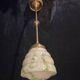 Art Deco ceiling light, marbled green opaline/brass, 1930s.
