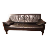 Canapé scandinave vintage en cuir noir