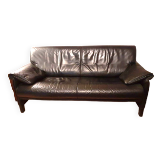 Vintage Scandinavian sofa in black leather