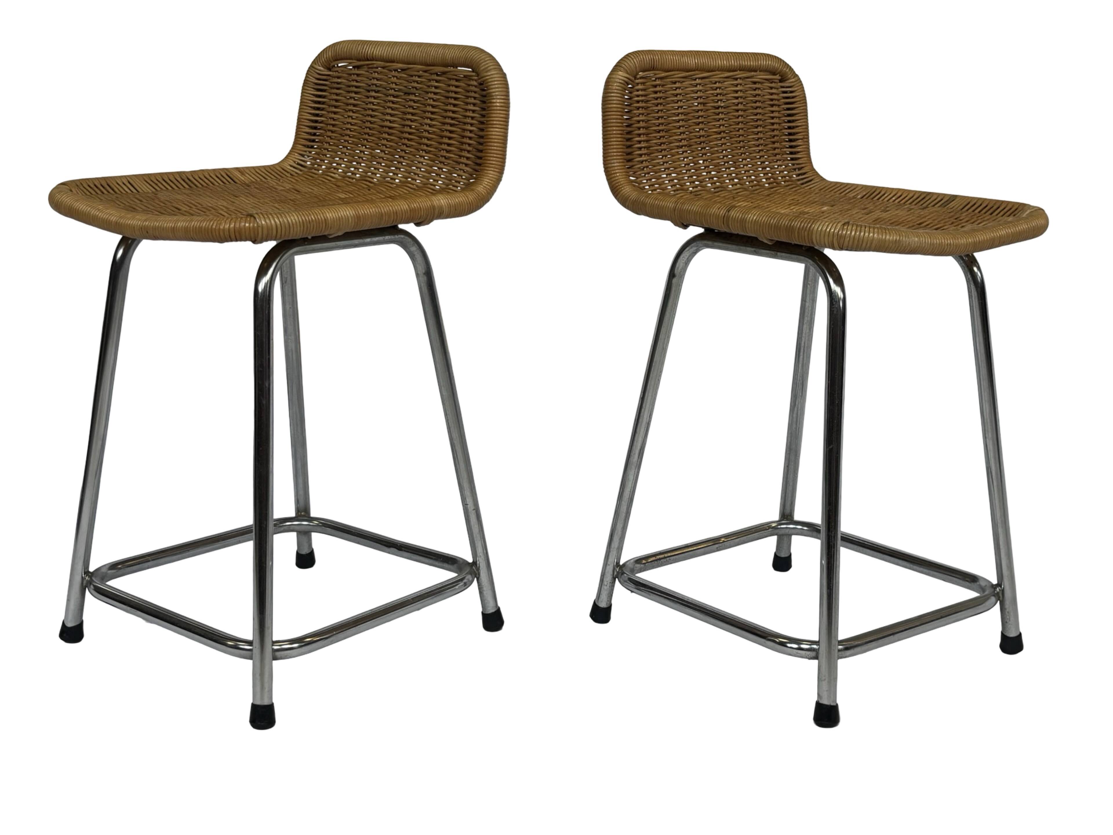 Ensemble de 4 tabourets de bar vintage Dirk Van Sliedregt Rohe Noordwolde modèle bas